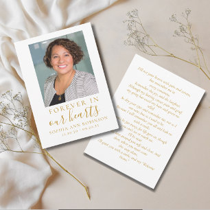 Forever in Our Hearts Photo Funeral Prayer Card