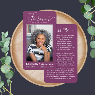 Forever in Our Hearts Photo Funeral Prayer Card