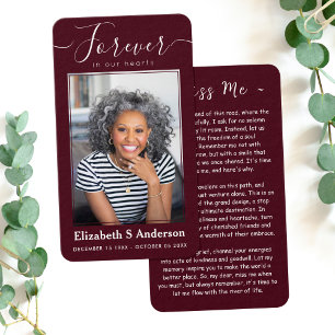 Forever in Our Hearts Photo Funeral Prayer Card