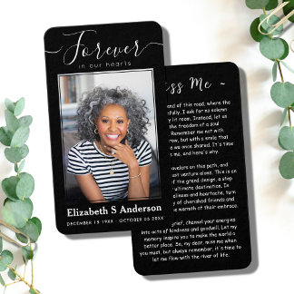 Forever in Our Hearts Photo Funeral Prayer Card