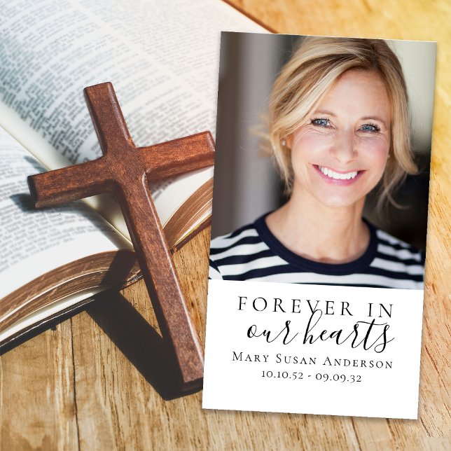 Forever in Our Hearts Photo Funeral Prayer Card (Créateur téléchargé)