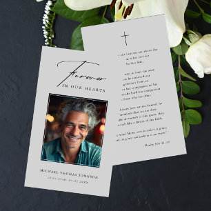 Forever In Our Hearts Photo Funeral Prayer Card