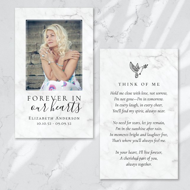 Forever in Our Hearts Photo Funeral Prayer Card (Créateur téléchargé)