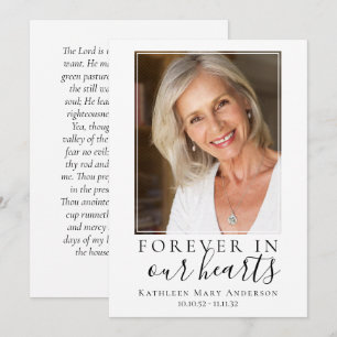 Forever in Our Hearts Photo Funeral Prayer Card