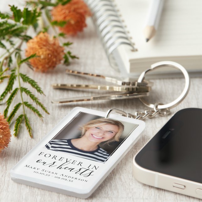 Forever in Our Hearts Photo Funeral Prayer  Keychain (Front Right)