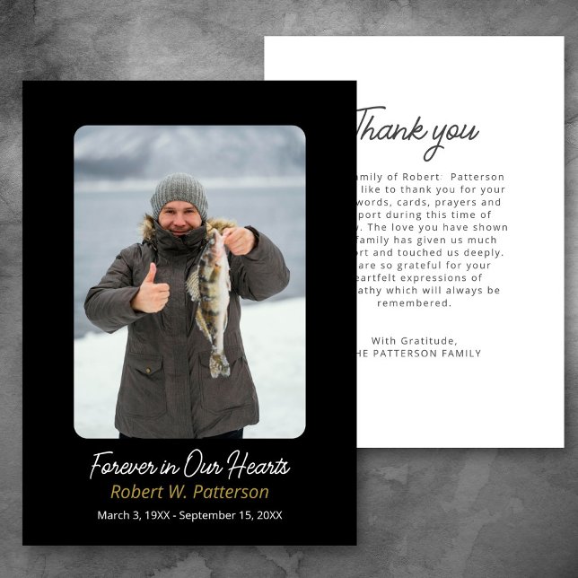 Forever in our Hearts Photo Funeral Thank You Card (Creator Uploaded)
