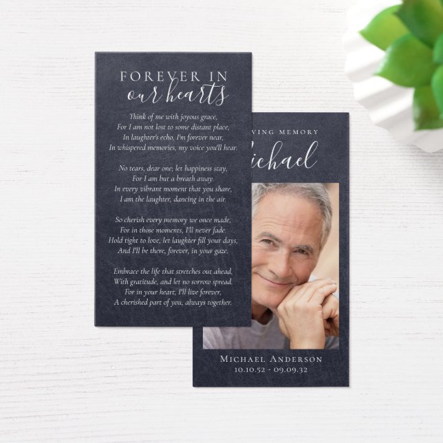 Forever in Our Hearts Photo Memorial Card (Desk)