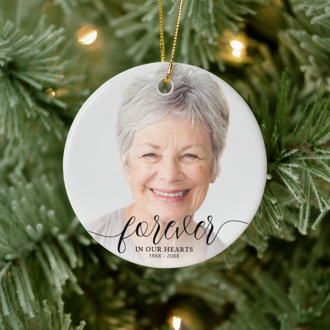 Forever in our Hearts Photo Memorial Ceramic Ornament (Tree)