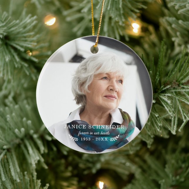 Forever In Our Hearts | Photo Memorial Ceramic Ornament (Tree)