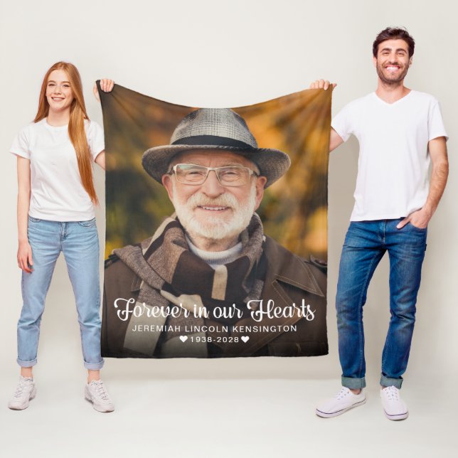 Forever in our Hearts Photo Memorial Fleece Blanket (In Situ)