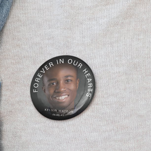 Forever In Our Hearts   Photo Memorial Funeral 3 Inch Round Button