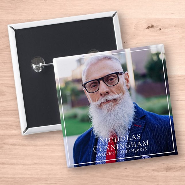 Forever In Our Hearts Photo Memorial Keepsake 2 Inch Square Button (Creator Uploaded)