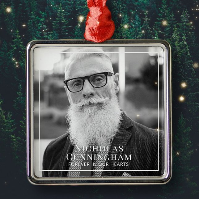 Forever In Our Hearts Photo Memorial Keepsake Metal Ornament (Creator Uploaded)