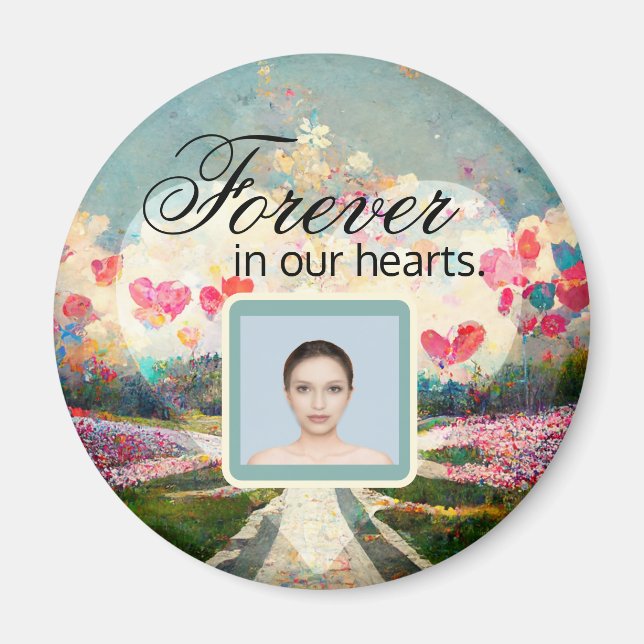 Forever in Our Hearts Photo Memorial Magnet (Front)