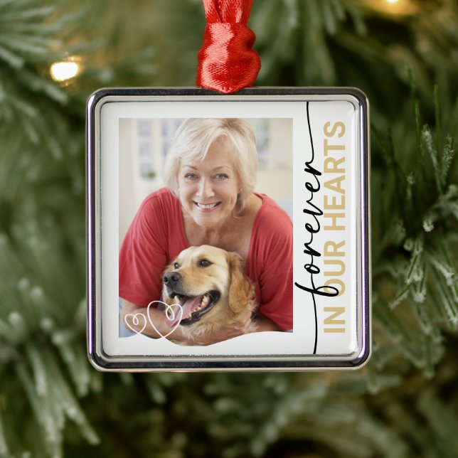 Forever In Our Hearts Photo Memorial Metal Ornament (Tree)