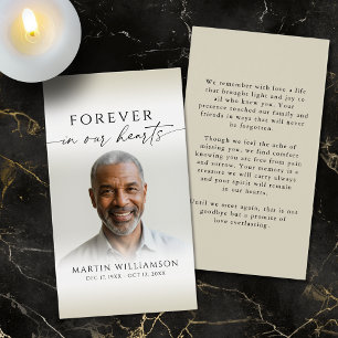 Forever In Our Hearts Photo Memorial Prayer Card