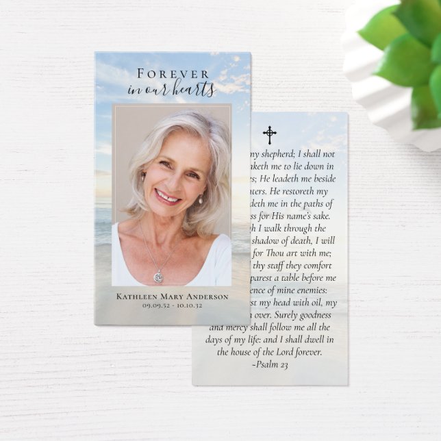Forever in Our Hearts Photo Memorial Prayer Card (Desk)