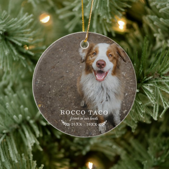 Forever In Our Hearts | Photo Pet Memorial Ceramic Ornament (Tree)