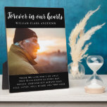 Forever in Our Hearts Photo Poem Tribute  Plaque<br><div class="desc">Beautiful photo keepsake easel plaque that reads "Forever in our hearts" featuring your loved one's photograph,  name and poem.</div>
