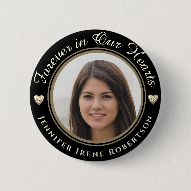 Forever in Our Hearts Photo Remembrance 2 Inch Round Button (Front)