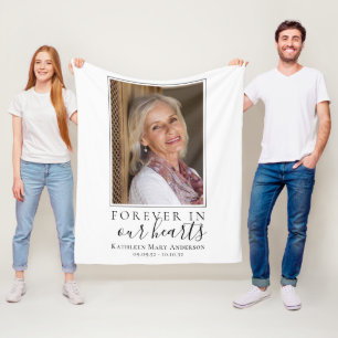 Forever in Our Hearts Photo Sympathy Memorial Fleece Blanket