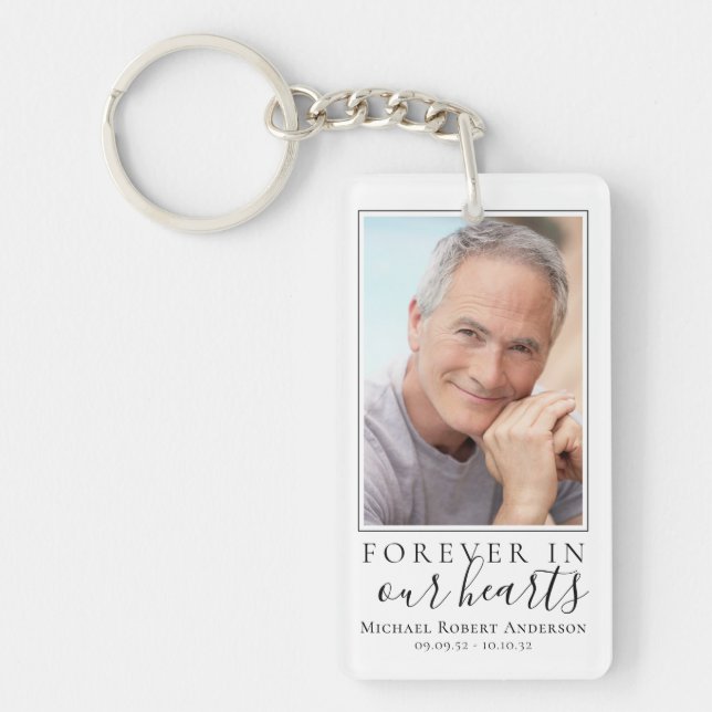 Forever in Our Hearts Photo Sympathy Memorial  Keychain (Front)