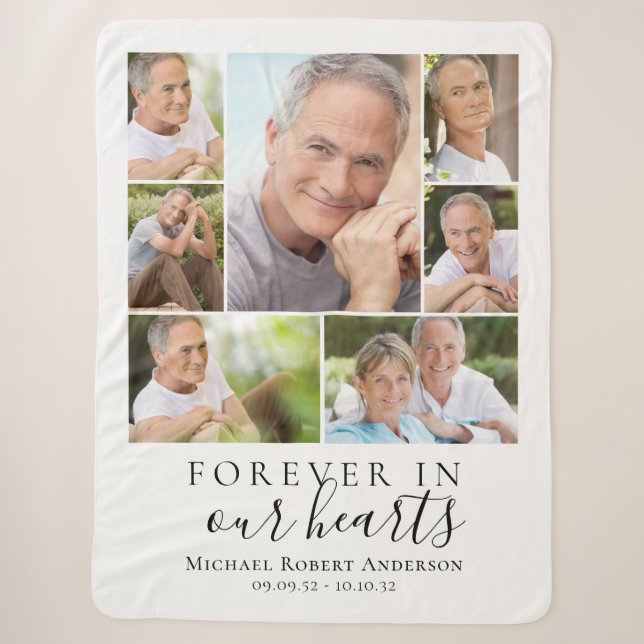 Forever in Our Hearts Photo Sympathy Memorial  Sherpa Blanket (Front)