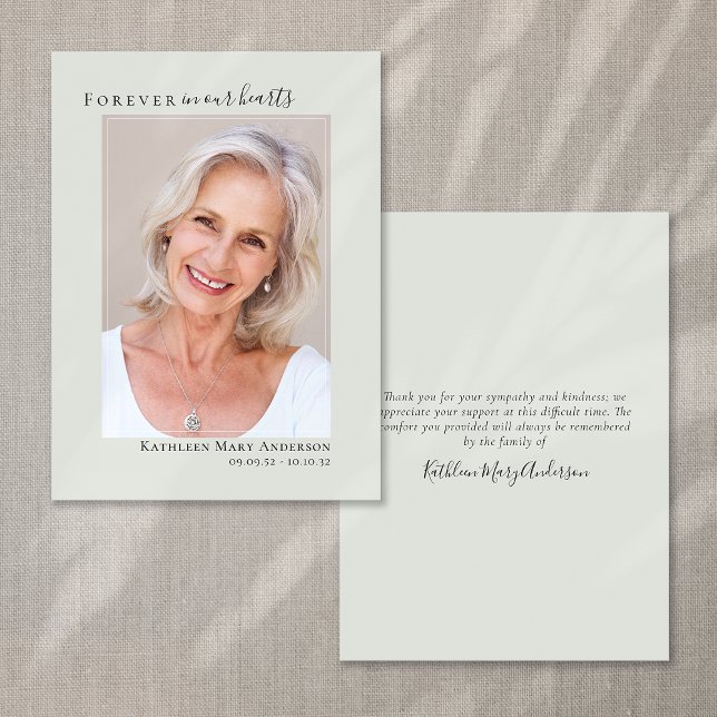 Forever in Our Hearts Photo Sympathy Thank You  Card (Creator Uploaded)