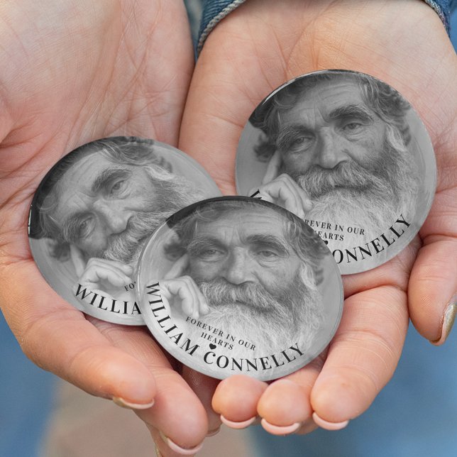 Forever In Our Hearts Photograph Memorial Funeral 2 Inch Round Button (Creator Uploaded)