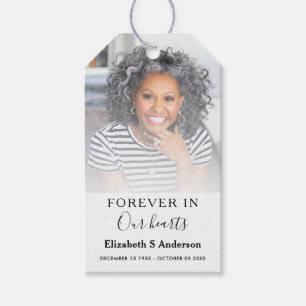 Forever in Our Hearts Script Funeral Photo Prayer Gift Tags