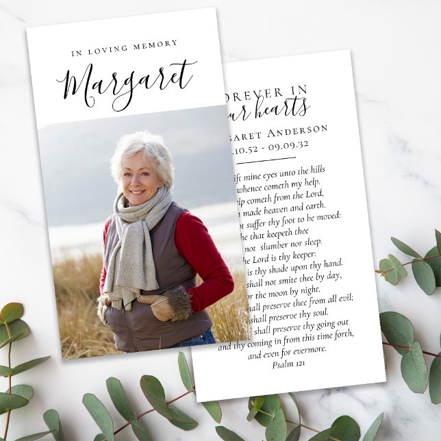 Forever in Our Hearts Script Funeral Prayer Card (Creator Uploaded)