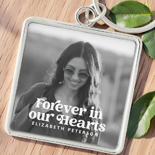 Forever in our Hearts Simple Custom Photo Memorial Keychain