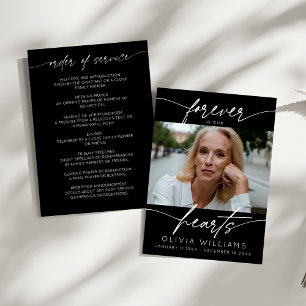 Forever In Our Hearts Simple Script Photo Funeral  Program