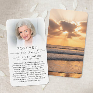 Forever in Our Hearts Sunset Photo Memorial Card