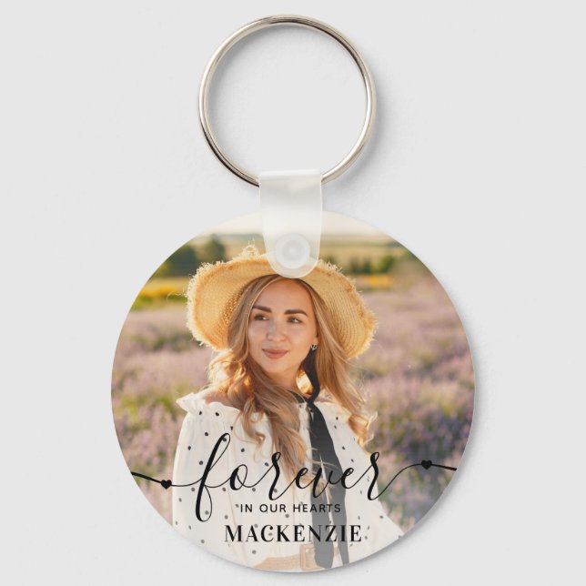 Forever in our Hearts - Sympathy Keepsake Memorial Keychain (Front)