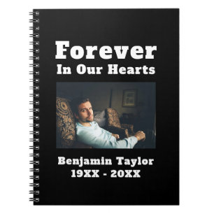 Forever In Our Hearts Text In Loving Memory Photo Notebook