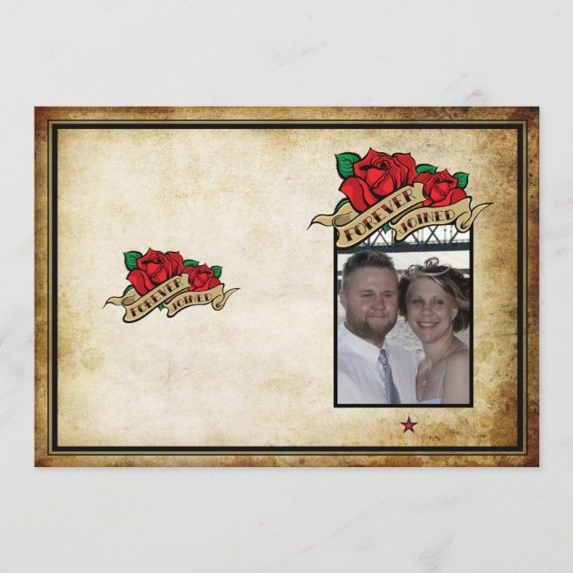 Forever Joined Rose Urban Tattoo Wedding Program (Front)