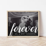 Forever Keepsake Mr. and Mrs. Wedding Photo Poster<br><div class="desc">Affordable custom printed wall art poster personalized with your photo and text. Add your Mr. and Mrs. monogram and a large wedding photo with calligraphy script "forever" text on the front. Use the design tools to add more photos. Customize it to edit the text fonts and colours to create a...</div>