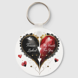 Forever Linked , My Heart Beats For You Keychain