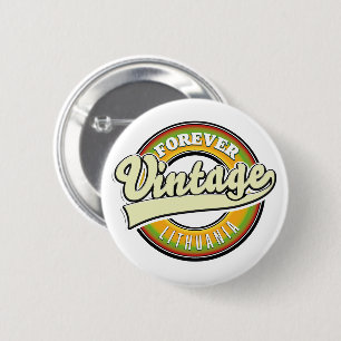 Forever lithuania vintage logo. 2 inch round button