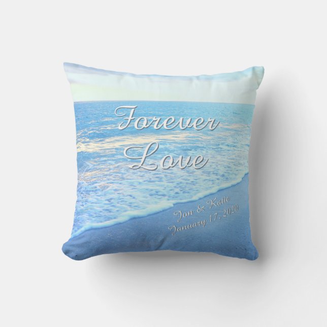 Forever Love Beachy Decorative Pillows PERSONALIZE (Front)