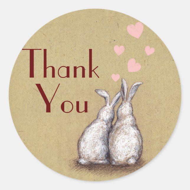Forever Love Bunnies Custom Thank You Sticker (Front)