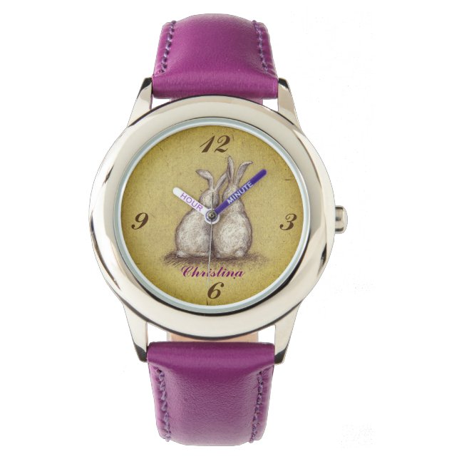 "Forever Love Bunnies" Design Custom eWatch  Watch (Front)