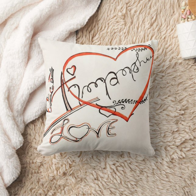  "Forever Love" Calligraphy art work Throw Pillow (Blanket)