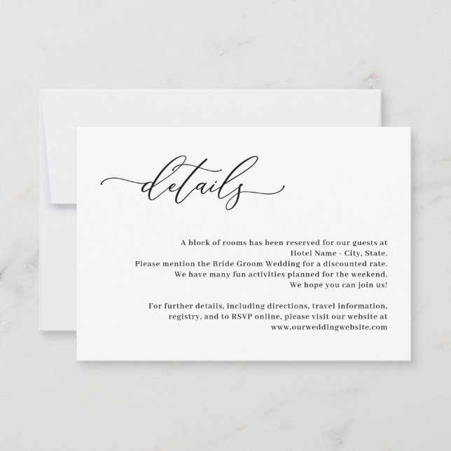 Forever Love EDITABLE COLOR Wedding Details Card (Front)
