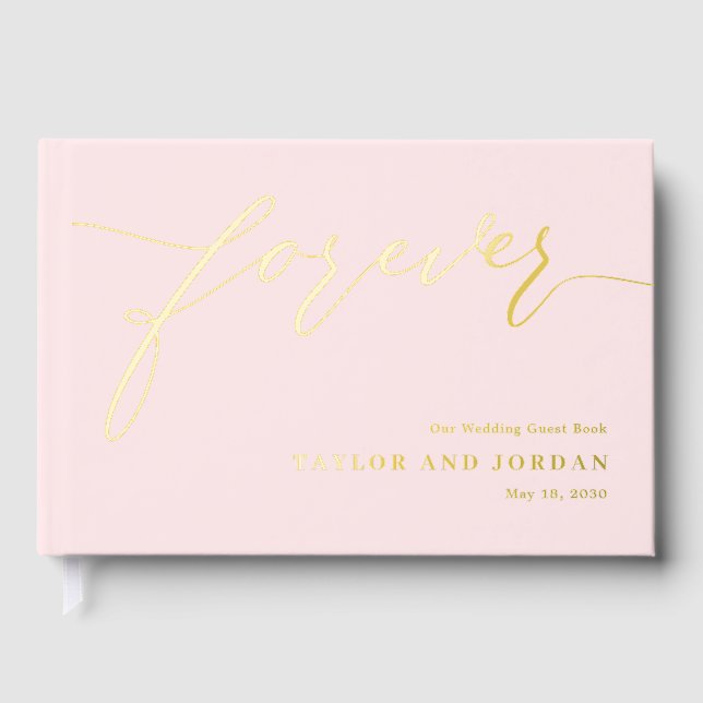 Forever Love Editable Colour Foil Guestbook (Front)