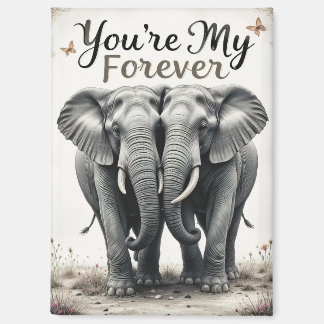 Forever Love Elephants Wildlife Art Magnet