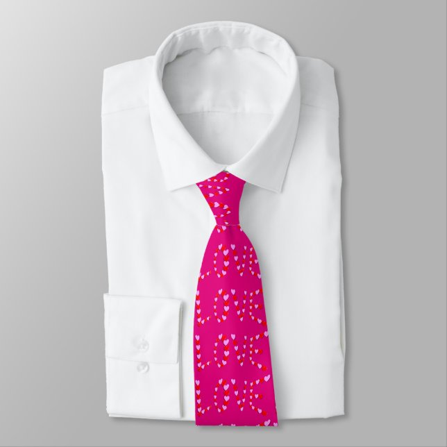 Forever Love Hearts Pink Romantic Sweet Tie (Tied)