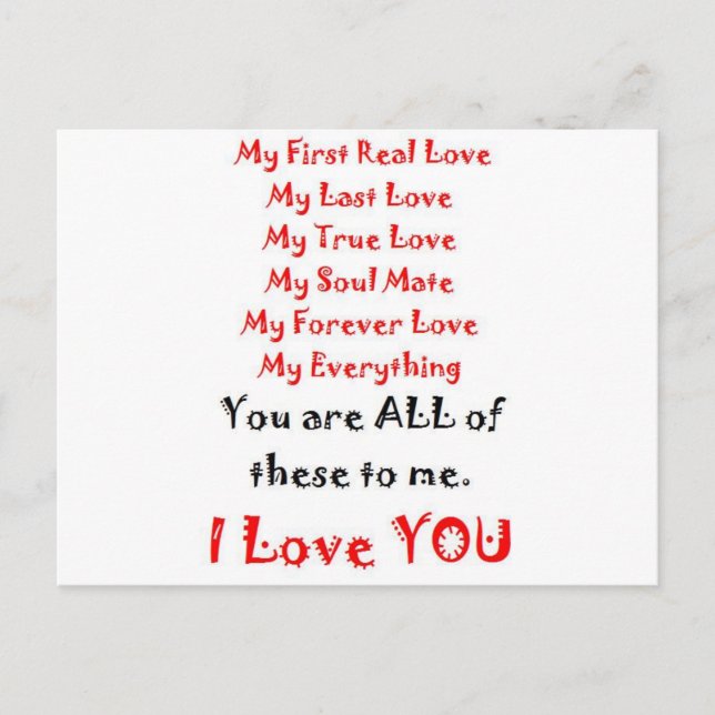 Forever Love Poem Postcard (Front)