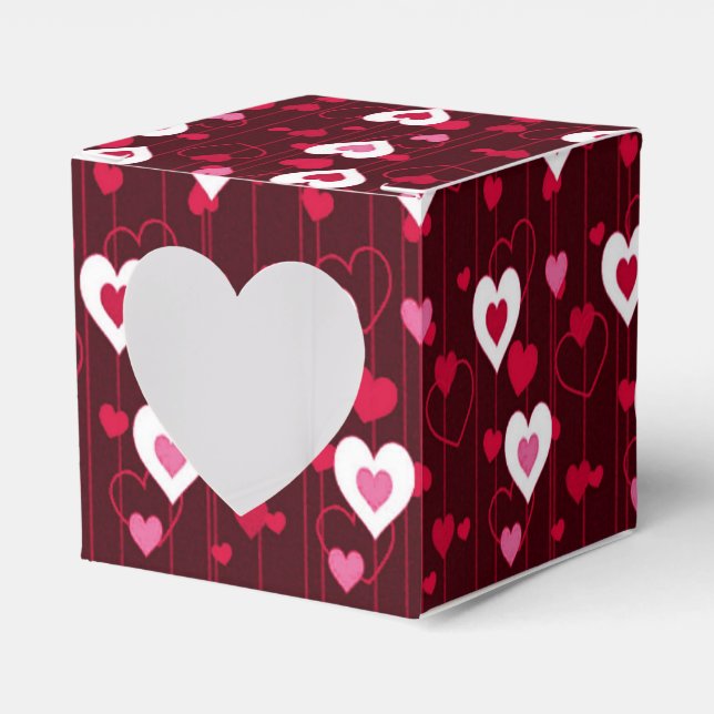 Forever Love Red Hearts  Favor Box (Front Side)